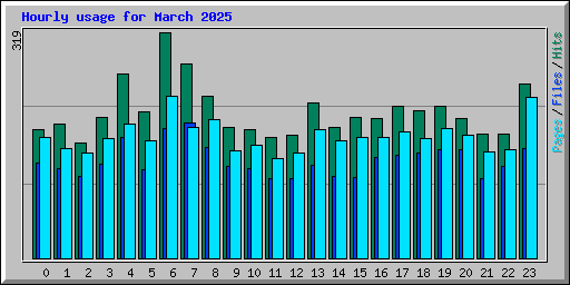 Hourly usage for March 2025